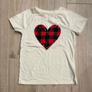 Cat & Jack Cream Tee with Red Plaid Heart